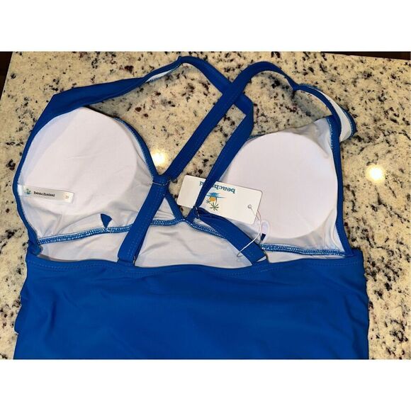 beachsissi Floral Print bottom/V Neck Tummy Control Tankini Set - Picture 5 of 6